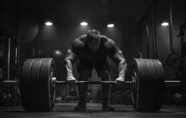 Male, Rod, Digital art, Black and white, Powerlifting, A healthy lifestyle, AI art, The Art …