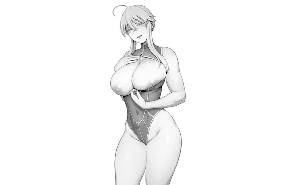 Girl, sexy, long hair, nipples, boobs, lancer, anime, beautiful