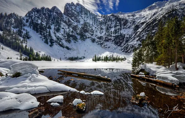 Landscape, mountains, river