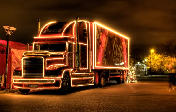 New year, Christmas, coca cola, Coca Cola, Christmas truck, christmas truck