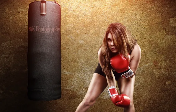 Picture girl, sport, Boxing, training