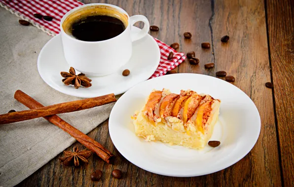 Coffee, food, pie, cinnamon, cakes, Anis, Apple