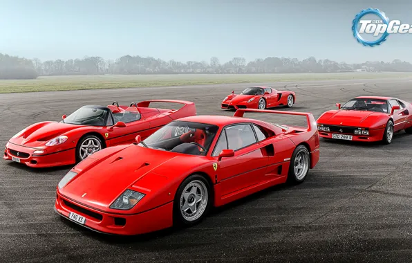 Picture Top Gear, Ferrari, Red, F40, Sky, Grass, Enzo, Front