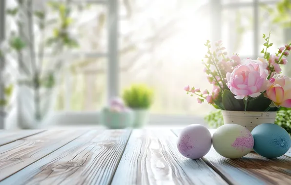Holiday, eggs, spring, Easter, painted, eggs, composition, AI art