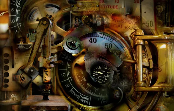 Picture abstract, antique, surreal, mechanical dream