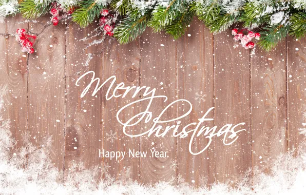 Winter, frost, snow, snowflakes, branches, berries, the inscription, Board