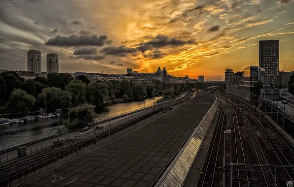 Sunset, the city, Stockholm