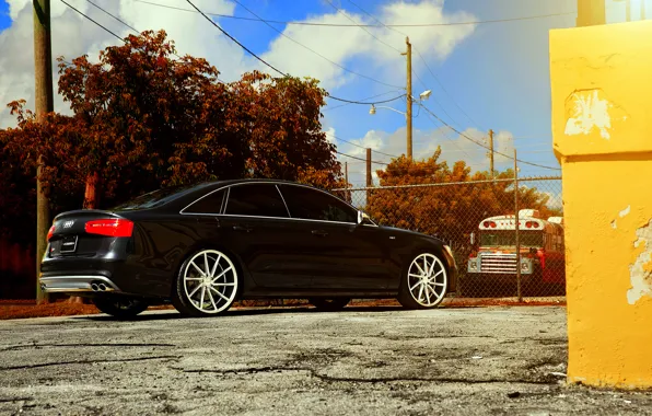 Picture Audi, black, vossen wheels, rearside