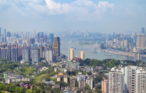 The city, river, skyscrapers, China, Shanghai, City Pasig