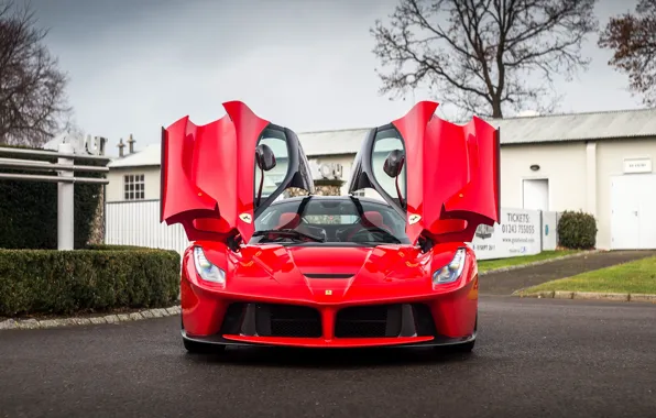 Picture Red, White, Building, LaFerrari, Doors up