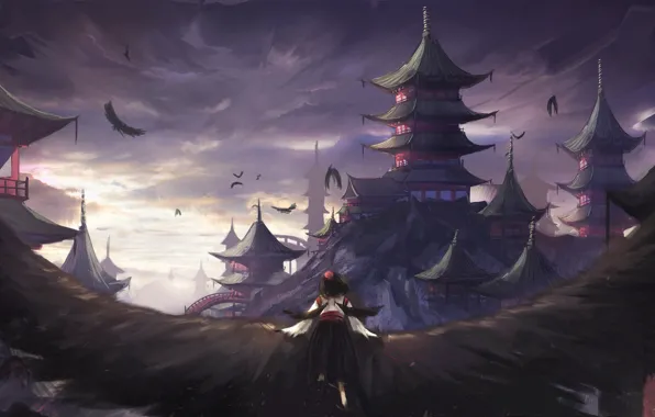 Landscape, the city, anime, art, Touhou, Touhou