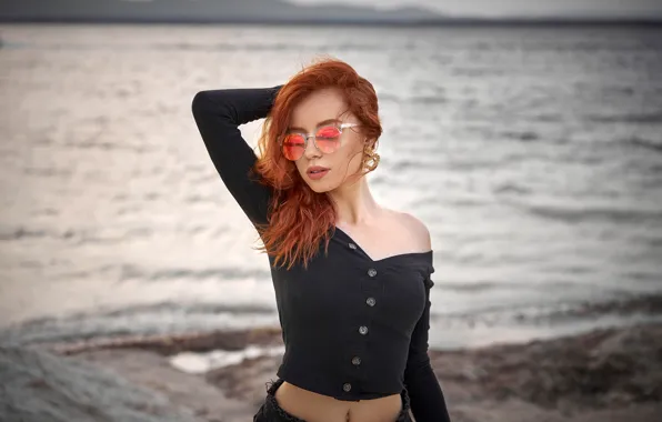 Landscape, sexy, pose, river, model, skirt, portrait, makeup