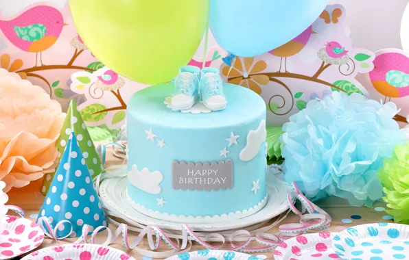 Picture balloons, cake, cake, decoration, Happy, Birthday, Birthday