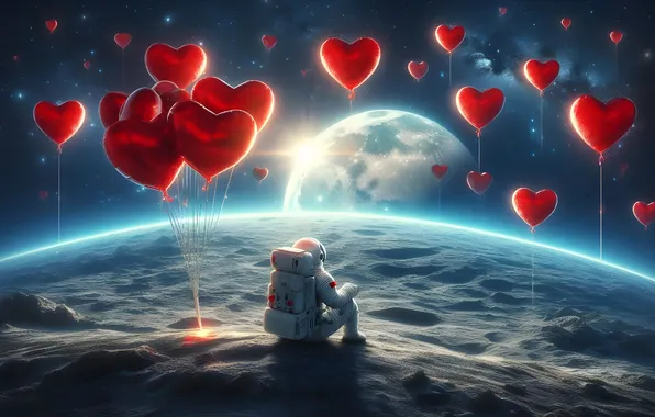 Love, holiday, heart, heart, hearts, heart, Valentine's Day, AI art