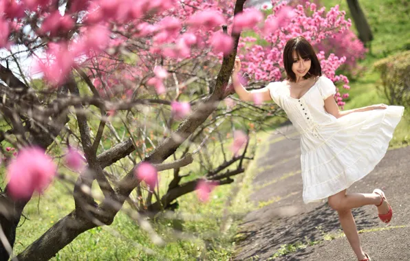 Picture summer, face, smile, model, Sakura, dress, beauty