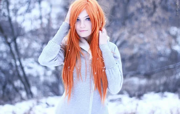 Picture winter, sweetheart, red, redhead