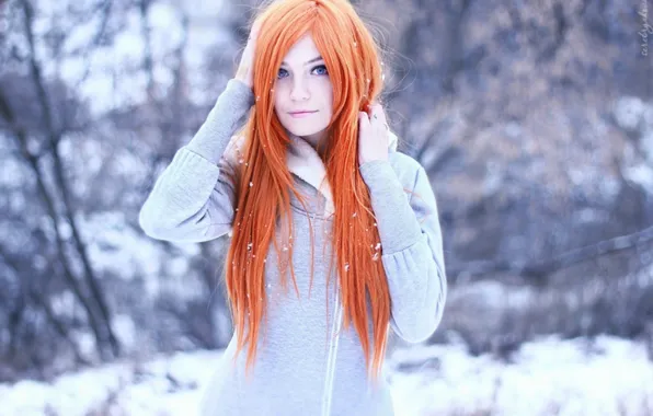 Winter, sweetheart, red, redhead