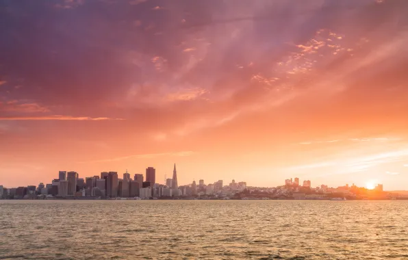 Picture the city, skyscrapers, morning, San Francisco, panorama