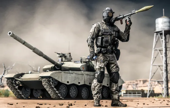 Picture soldiers, tank, grenade launcher, equipment, Battlefield 4