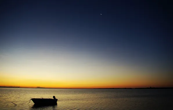 Picture water, sunset, the evening, Boat