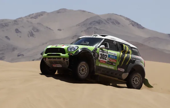 Sand, Green, Race, Hills, Mini Cooper, Rally, Dakar, MINI