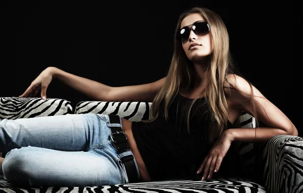 Picture cool, model, glasses, jeans, hair, legs, face, figure