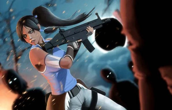 Picture girl, weapons, art, zombies, Avatar, The Last Airbender, Times
