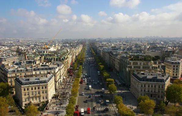 The sky, street, Paris, home, panorama, France, Avenue, Champs-Elysees