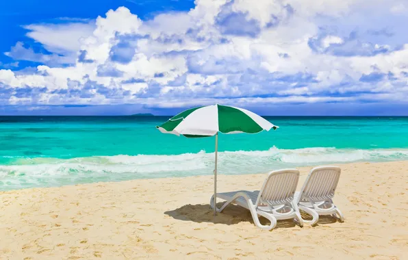 Sand, sea, beach, the sky, clouds, landscape, nature, in the summer