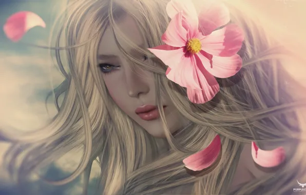 Picture flower, girl, portrait, blonde