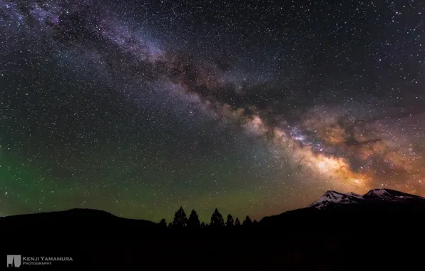 The sky, stars, mountains, night, beauty, The milky way, photographer, Kenji Yamamura