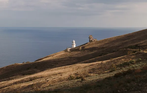 Picture beach, sea, lighthouse