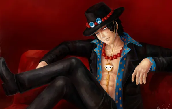 Picture look, hat, costume, guy, amulet, One Piece, art, Ottoman
