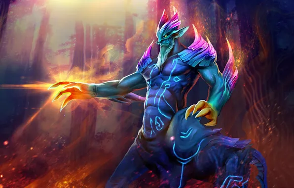 Picture forest, trees, magic, being, art, Dota 2, Leshrac, Tormented Soul