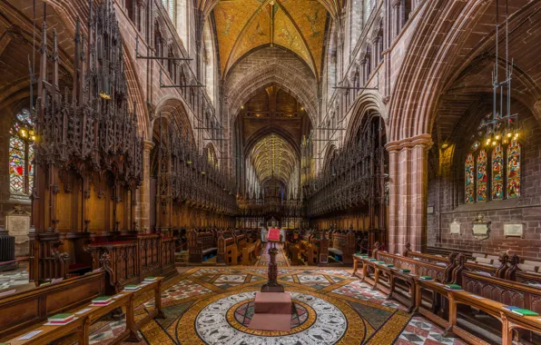Wallpaper cheshire, interior, Organ, UK, Diliff, Chester Cathedral Choir
