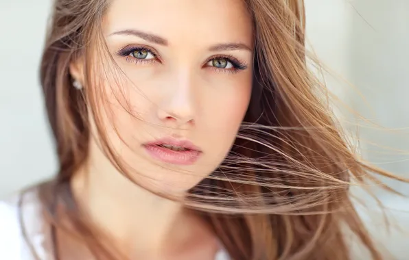 Picture look, girl, face, hair, lips, beautiful, green eyes