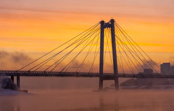 Sunset, Bridge, Krasnoyarsk, Enisey