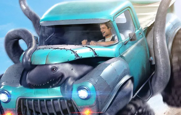Car, cinema, wallpaper, happy, sky, alien, smile, man