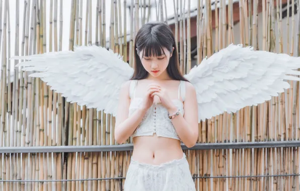 Beautiful, Asian, Model, pretty, Angel, Woman, Wings