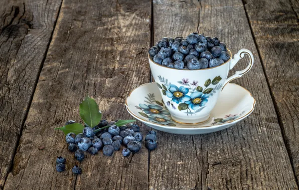Berries, mug, blueberries