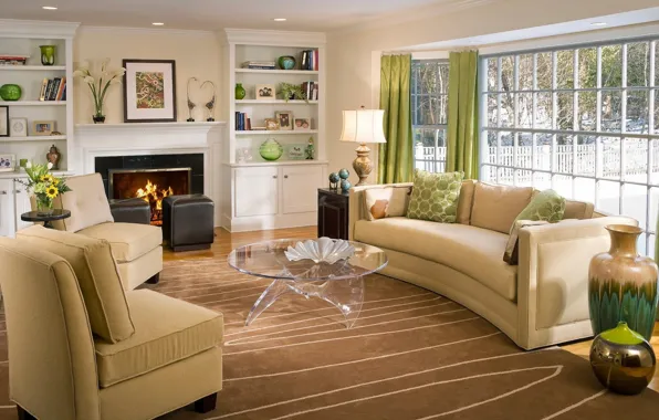 Picture design, style, interior, fireplace, living room