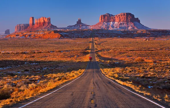 Road, mountains, desert, USA, Canon