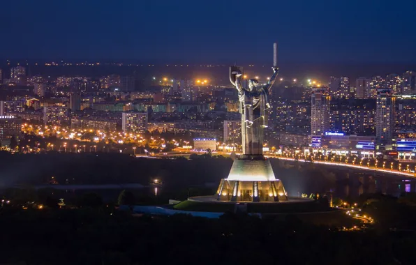 Night city, Kiev, Dnepr, Paton bridge