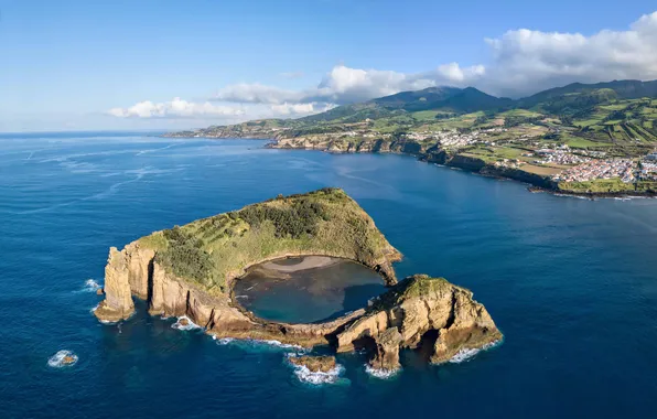 The sky, clouds, landscape, nature, the ocean, island, horizon, Portugal