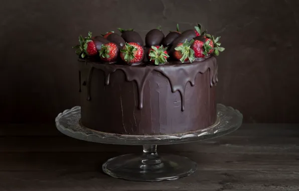 Food, chocolate, strawberry, cake