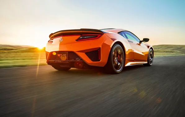 Sunset, Honda, rear view, Acura, NSX, 2019