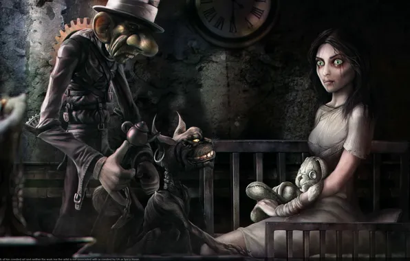 Rabbit, Watch, Candle, Alice, Bed, Alice, Madness, Cheshire Cat