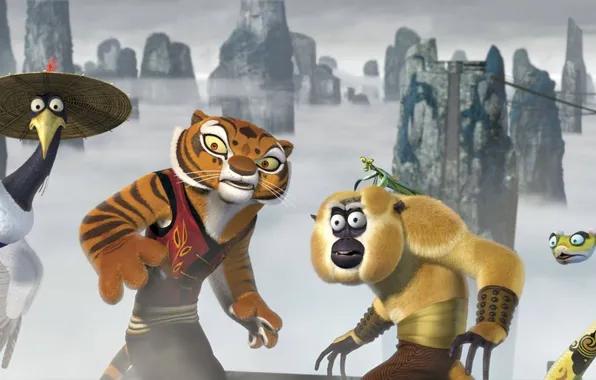 Picture background, snake, mantis, monkey, tigress, crane, the furious five, Kung Fu Panda