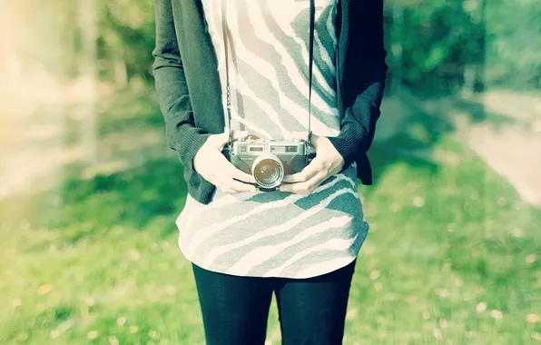 Leaves, girl, nature, background, mood, Wallpaper, the camera