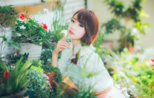 Portrait, blouse, redhead, East